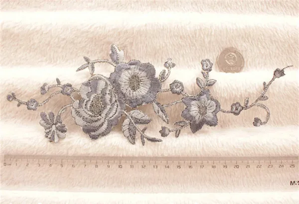Beautiful Peony Flowers Iron On Cloth Patches 9 Colors - Silver