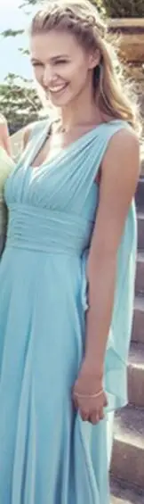 Sky Blue Beauty-Emily длинное шифоновое ТРАПЕЦИЕВИДНОЕ ПЛАТЬЕ подружки невесты Vestido da dama платье для выпускного вечера платье подружки невесты - Цвет: Sky Blue