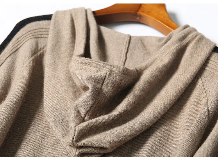 Кашемировый ограниченный по времени шерстяной костюм Мода вязаный свитер с капюшоном и брюки Повседневный теплый комплект из двух предметов женский спортивный костюм