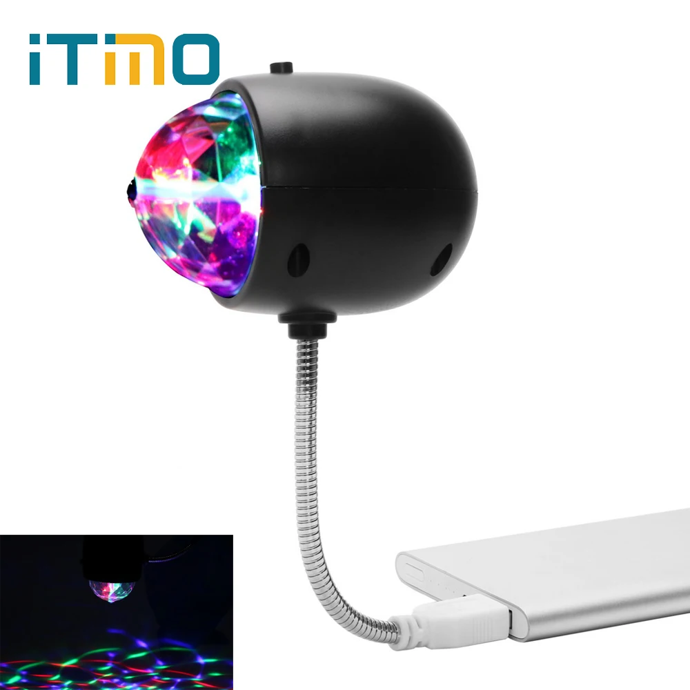 

iTimo Revolving Stage Lamp USB Powred Colourful DJ Bar Disco Light LED Projector Moving Head Stage Lighting Holiday Decor Light