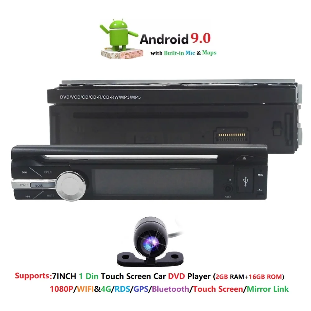 

1 din Car Radio Multimedia Player Autoradio Stereo 7" Bluetooth 1din Auto audio Video android 9.0 USB FM Universal Backup Camera