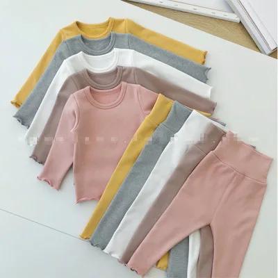

Hot Baby Autumn Warm Pajamas Sets Winter Kids Boys Thicken Cotton Pajamas 2 PCS Sets for Girls 1-6 Y High Waist Belly Protecting