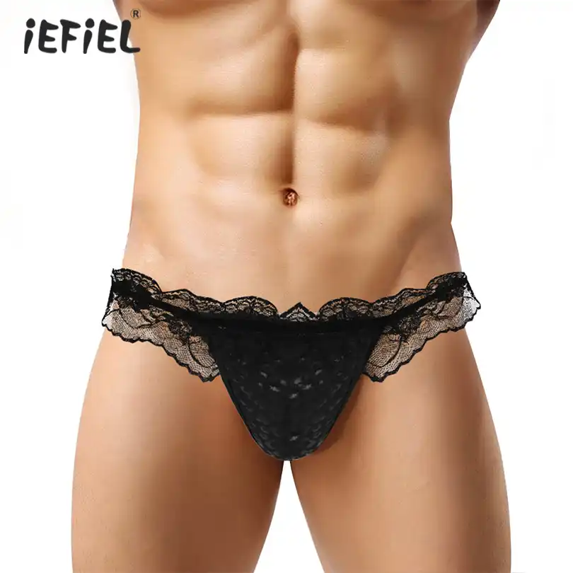 Mens Lace G-string Sissy Pouch Panties Thong Bikini Briefs Underwear Lingerie
