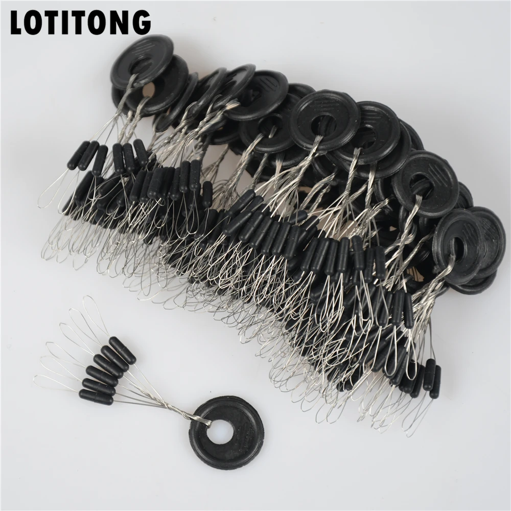 

LOTITONG 600pcs/100Set Black Rubber Stopper Bean Space Fishing Float Bobber Stopper Beans Space Not To Hurt The Vertical