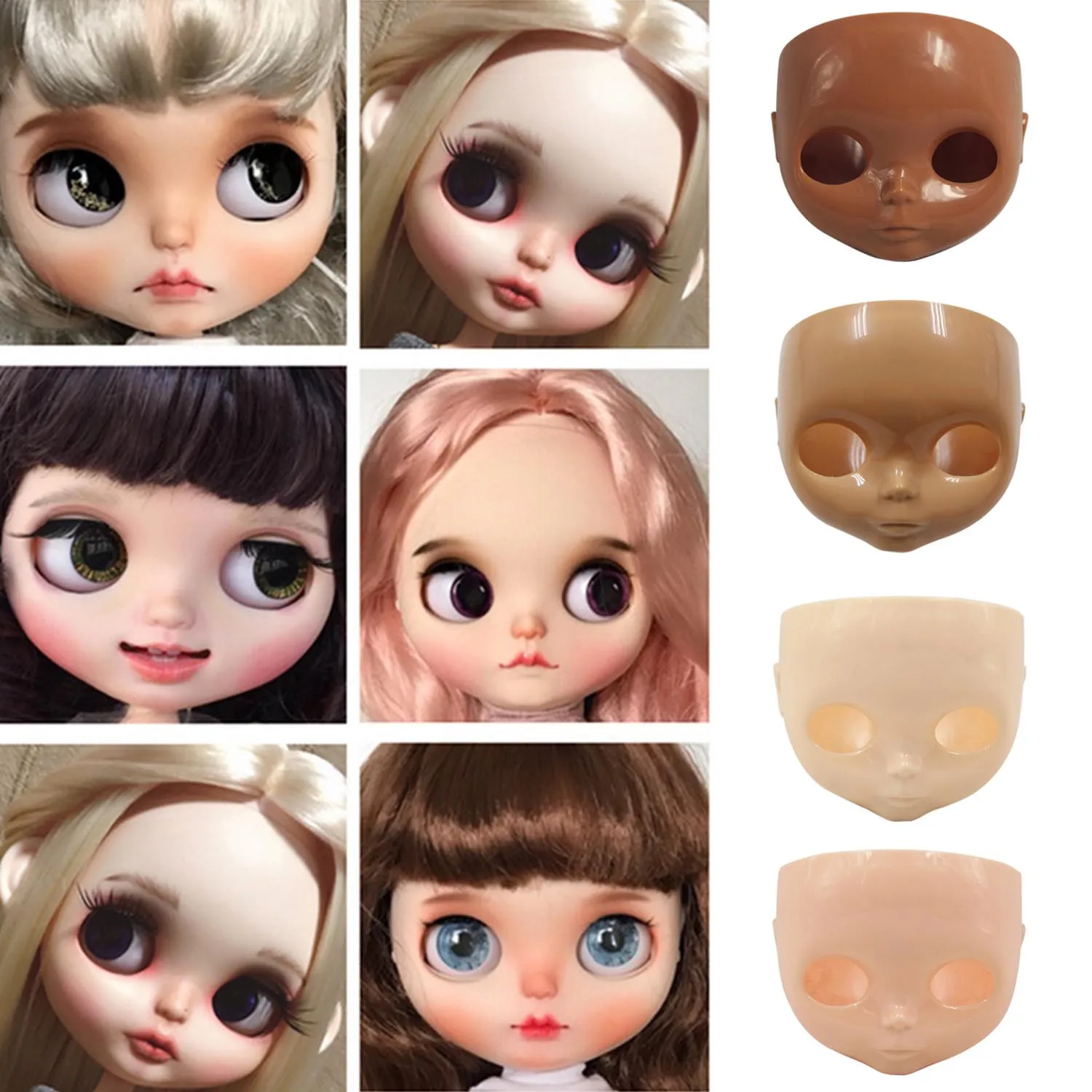 

Besegad 1:6 Fashion Mini Doll Faceplate + Backplate Head + Screws Doll DIY Changing Face Accessories Tool for Blyth Doll Toy