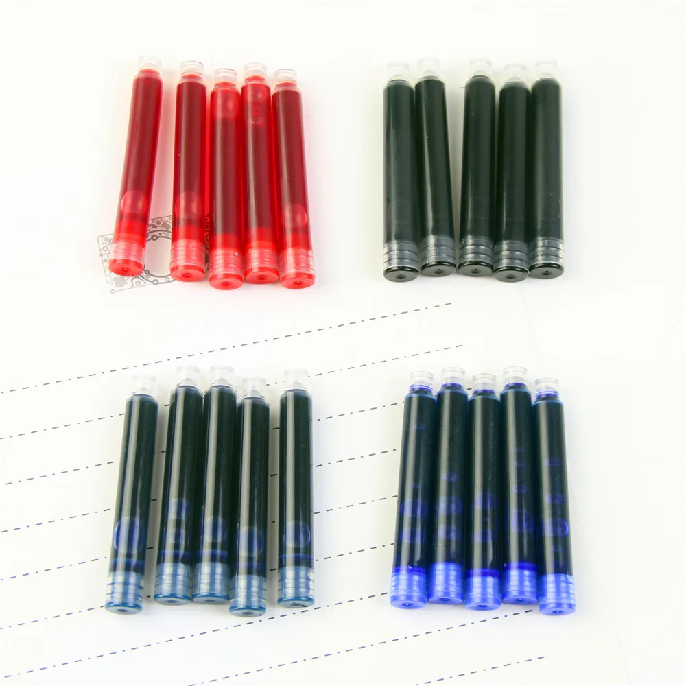 10 шт одноразовые синие Черные Красные и темно-синие перьевые ручки чернильные картриджи заправки длина перьевой ручки чернильные картриджи заправки
