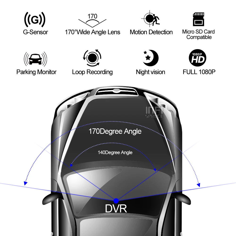 3 дюймовый Видеорегистраторы для автомобилей 1080 P FHD 170 градусов Широкий формат