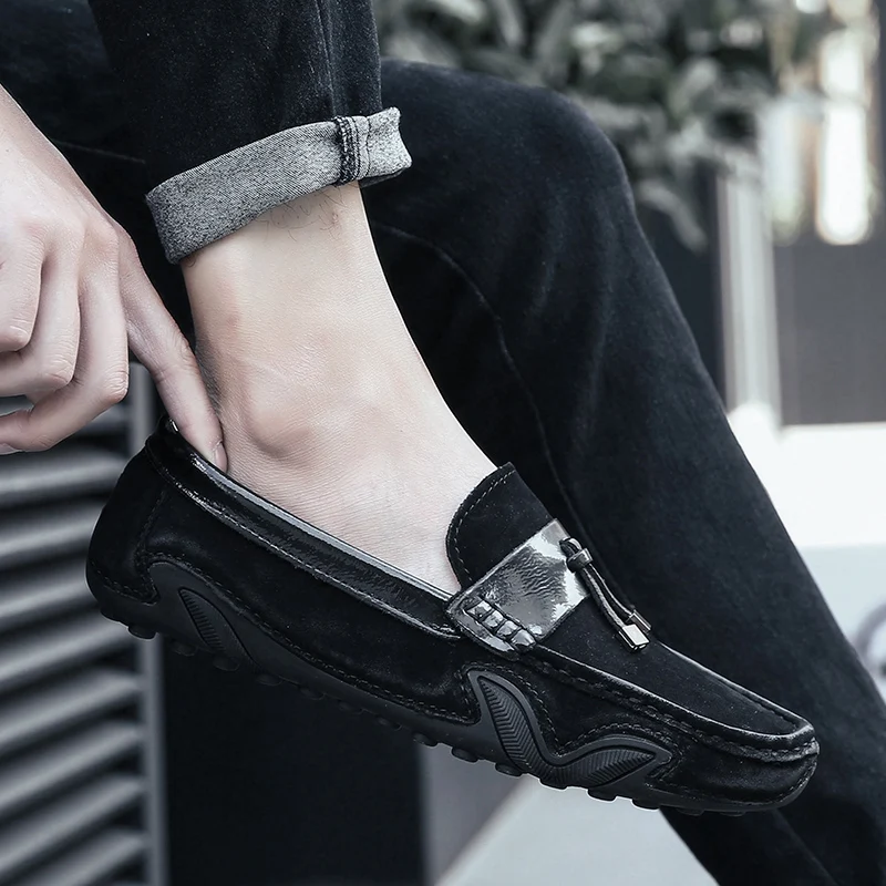 

Luxury brand Genuine Leather shoes men Flats Italian Mens Loafers Men Shoes Casual Fashion Slip On moccasins Designer shoes L5