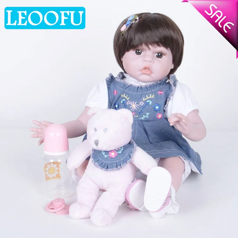 

LEOOFU 55cm 22 inch play house toys realistic soft silicone reborn dolls adorable bebe kids toy lifelike baby silicone dolls