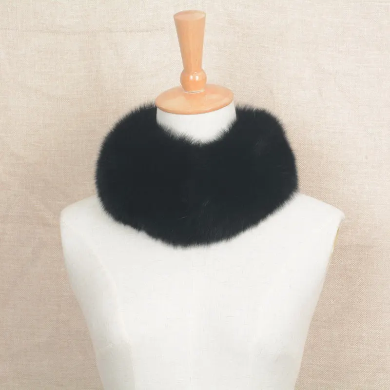 JKKFURS Магнитный натуральный Лисий меховой воротник женский модный стиль высокое качество теплый меховой шарф осень зима S1639 - Цвет: Black