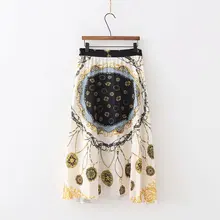 Faldas Mujer Женские повседневные шикарные Лоскутные Брендовые юбки с боковой молнией новые женские винтажные Юбки-миди с тотемным принтом