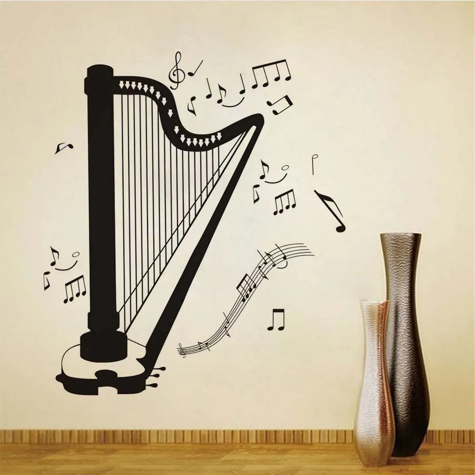 Самоклеющиеся Diy домашний декор harp силуэт все виды музыкальная нота гостиная