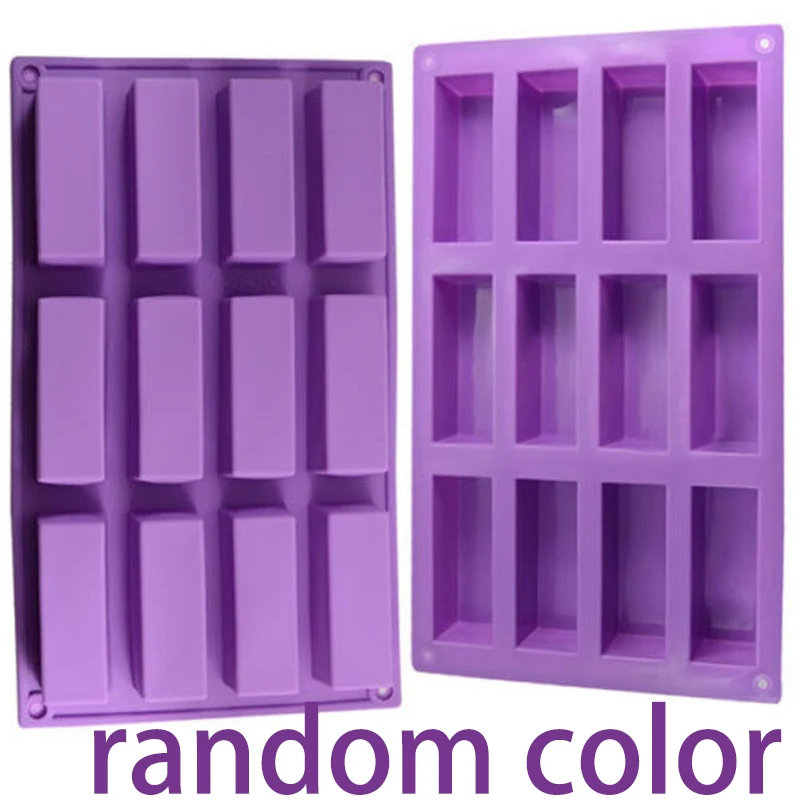 Newest 12-Cavity Rectangle Cake Silicone Mould Candy Chocolate Soap DIY Ice Cube Mold