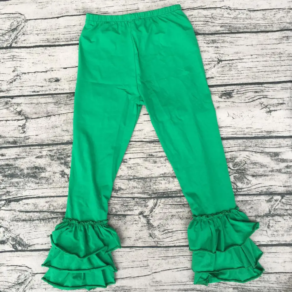Bulk wholesale children Soild Color Capri Ruffle leggings baby girls