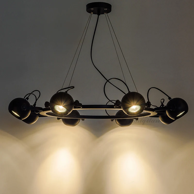 

Nordic irom led Pendant lights spotlights Creative store shop bar living room restaurant bedroom black white 6/8heads lamp ZA