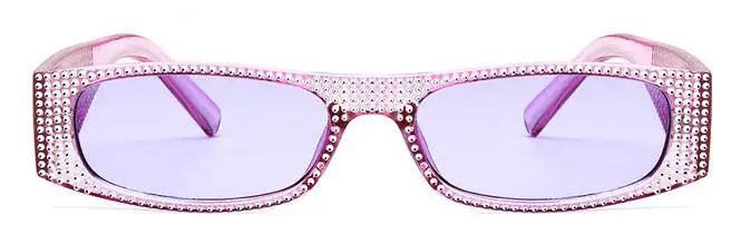 Квадратные Солнцезащитные очки с бриллиантами, женские брендовые солнцезащитные очки маленького размера с кристаллами, женские солнцезащитные очки, новые градиентные очки, зеркальные Оттенки UV400 - Цвет линз: clear purple