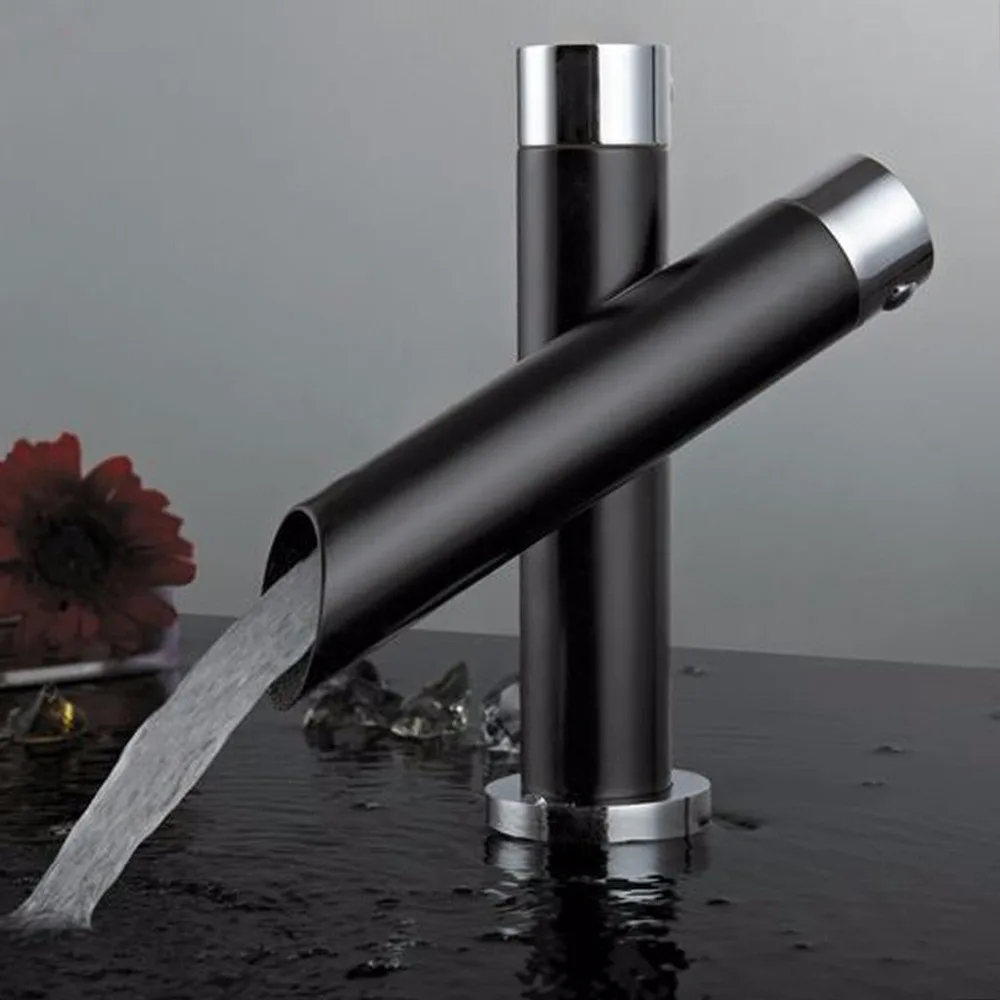 

Modern Unique Bathroom Basin Faucet Single Handle Kitchen Sink Mixer Tap Waterfall Faucet