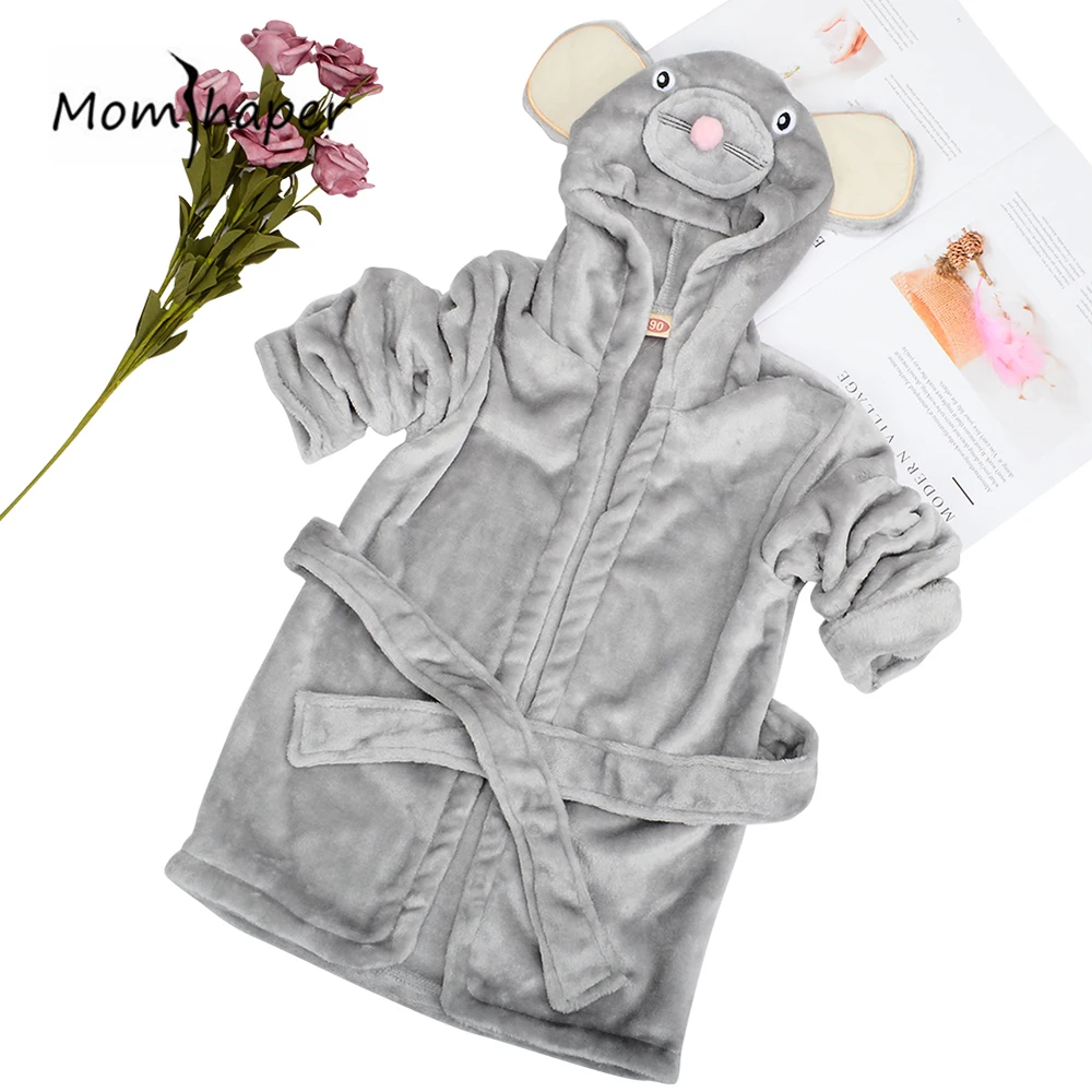 children Robe Bathrobes For girls boys clothing Robe Hooded Sleepwear Lace Up Solid color Cartoon Animals Baby Robe Baby clothes