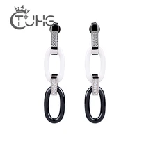 Новые модные Четырехсторонние массивные серьги для женщин, гладкие сшивные керамические геометрические серьги, аксессуары, вечерние ювелирные изделия