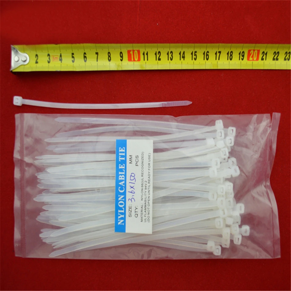 Pack of 100pcs 14” White Nylon Cable Tie Zip Heavy Duty Plastic Wire 