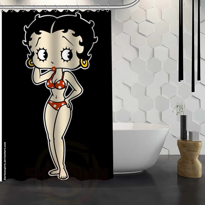 Пользовательские Betty Boop занавески для душа из водонепроницаемой ткани занавески для ванной комнаты WJY1.17 - Цвет: 2