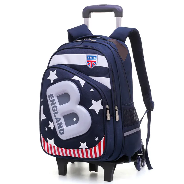 New Kids 6 Wheels Removable Trolley Backpack Wheeled Bags Children