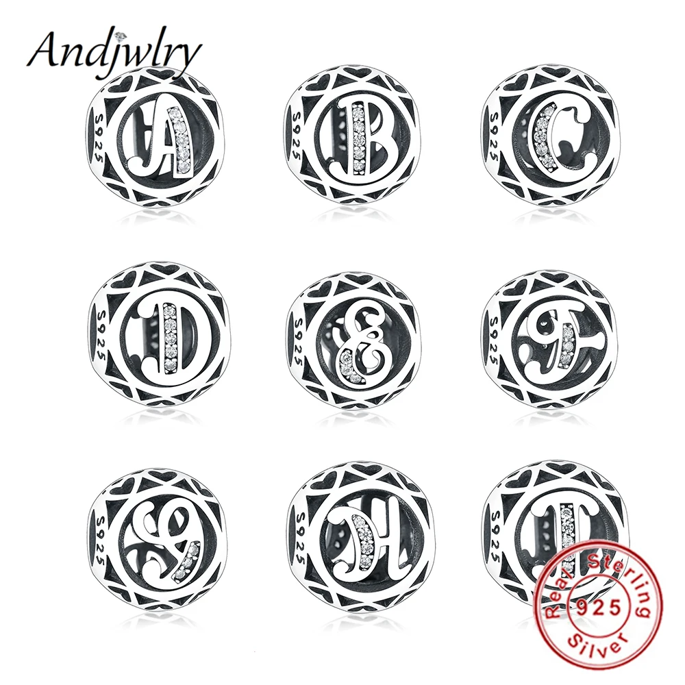 

Fit Original Pandora Charms Bracelet 925 Sterling Silver Charms A to Z Alphabet Letter Beads DIY Jewelry Making DIY Berloque