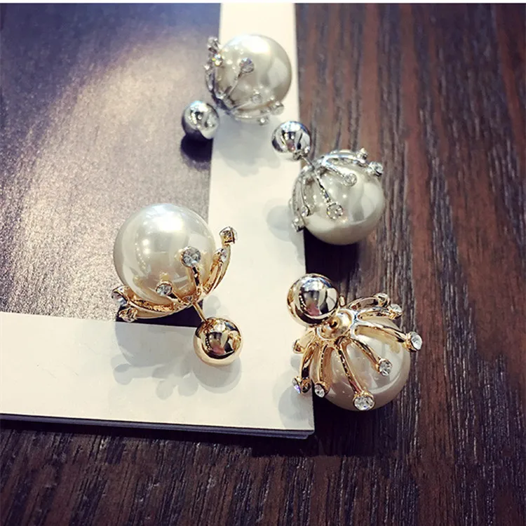 

2019 Korean Style Fashion Big Pearl Jewelry Temperament Rhinestone Color Ball Stud Earrings For Girl 03