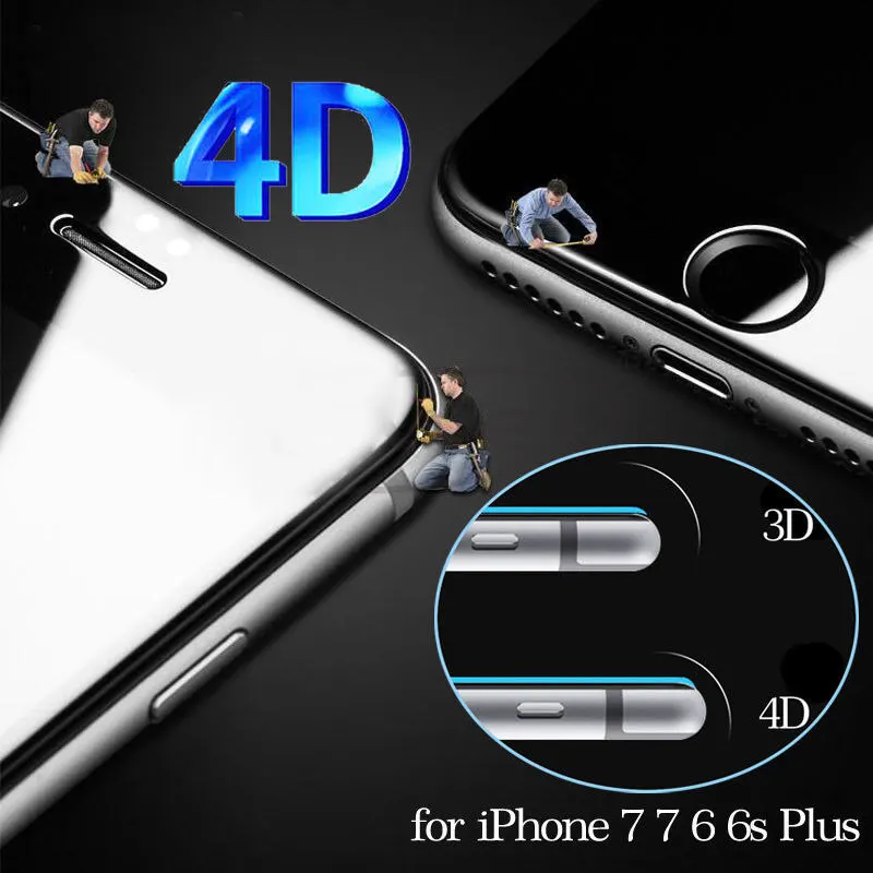 4D Full Cover Tempered Glass For iphone X 7 8 plus Anti-scratch Ultra Slim Thickness
 Screen Protector Film for iPhone 6 6s Plus