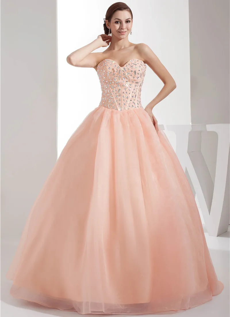 Prom Dress Vestidos De 15 Anos Sweetheart Organza Vestidos de Debutant Floor Length Quinceanera Dresses