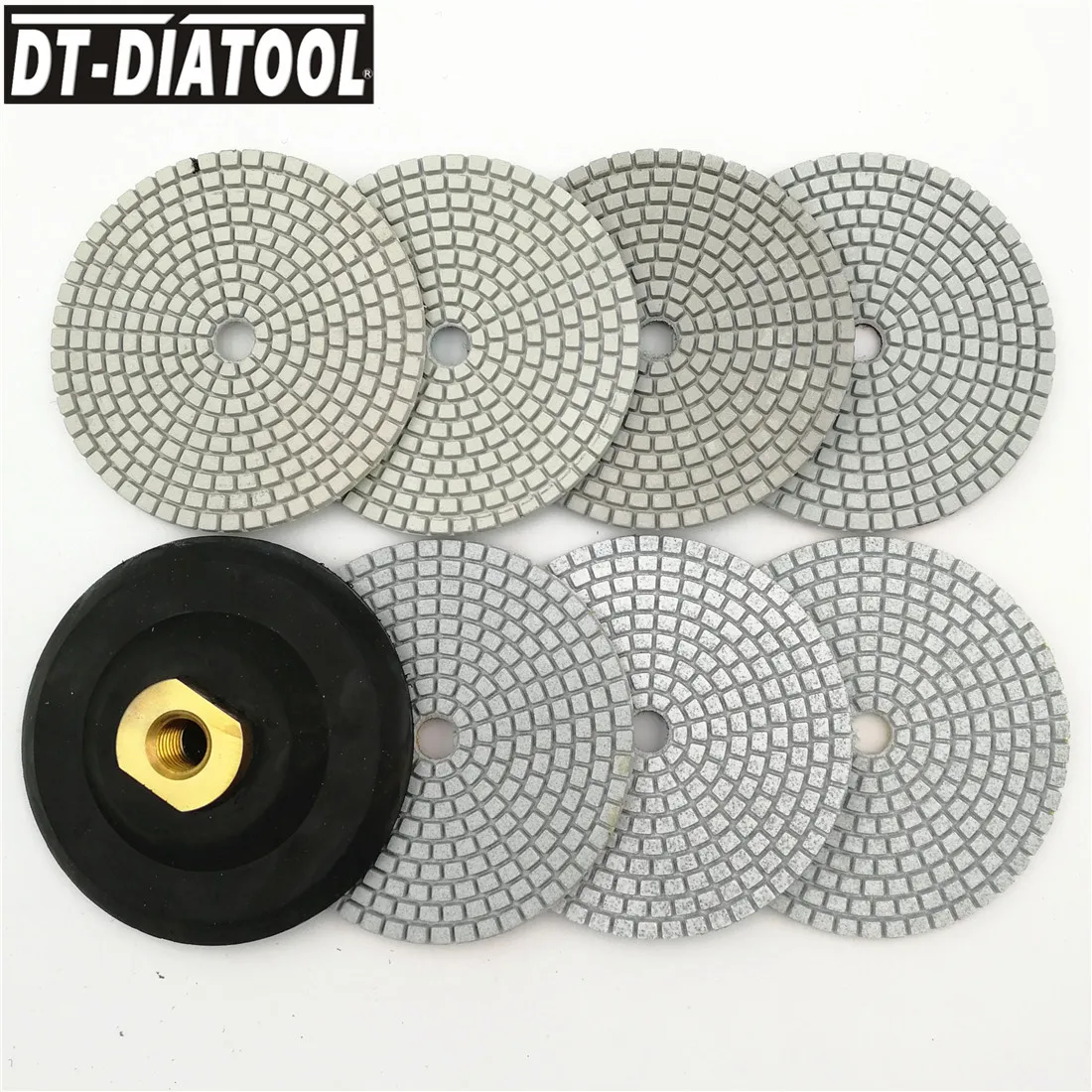DT DIATOOL 7pcs/set Diamond Wet or Dry Polishing Pads 100mm Resin Bond