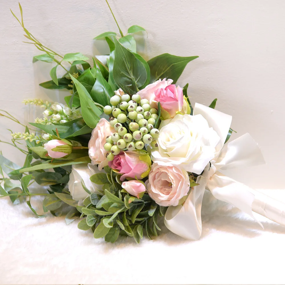 Bridal bouquet Ribbon Wedding bouquet Bride holding flower Rose Bridesmaid Wedding Rose flowers