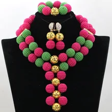 Элегантный Fushia розовый/зеленый бисер шары африканская бижутерия набор новые индийские свадебные украшения набор WA675