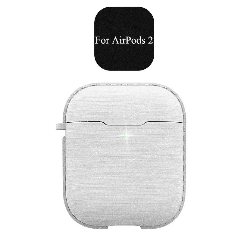 Роскошный Блестящий Матовый кожаный защитный чехол для наушников для Airpods 2 металлическое кольцо Держатель гибкий чехол для зарядки наушников для Airpods - Цвет: White For Airpods 2