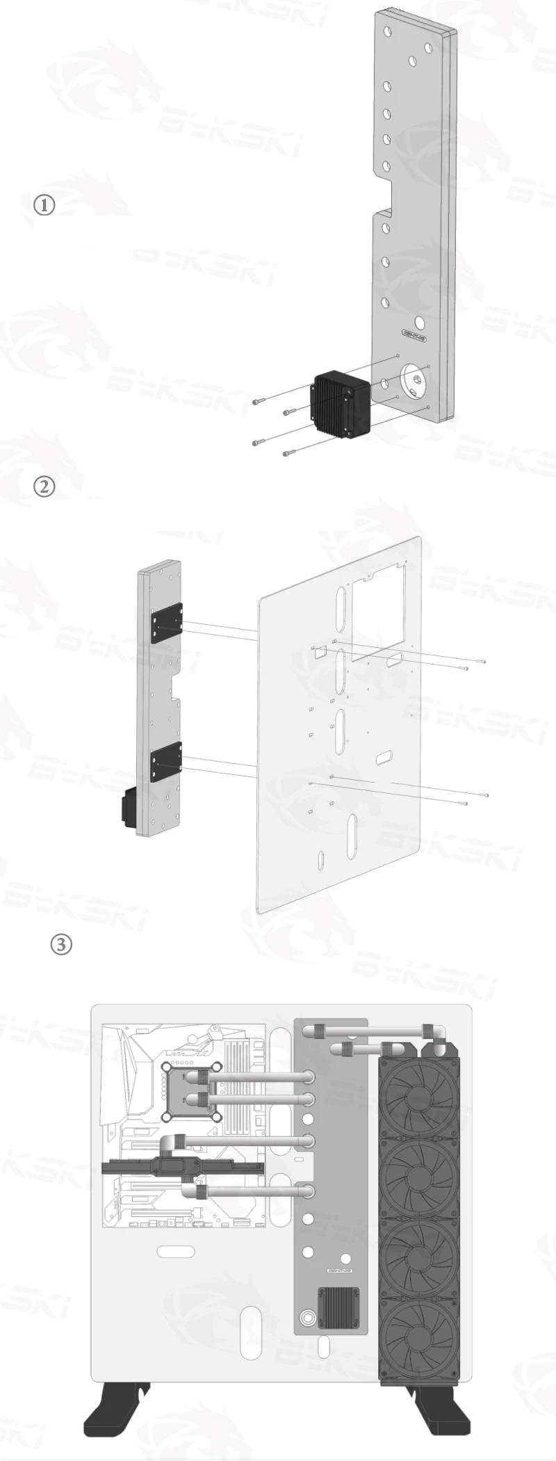 BYKSKI акриловая доска водный канал решение использовать для ThermalTake/Tt Core P5 для ЦП GPU Блок/3PIN RGB/вместо резервуара