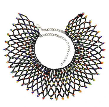 Турецкое этническое многослойное ожерелье-чокер для женщин, египетское ожерелье из смолы с бусинами и подвесками, индийские ювелирные изделия - Окраска металла: 7115 bk