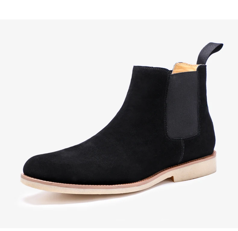 Mens Boots' Slip-On Suede Men Boots Casual Genuine Leather Chelsea Boots Men Full Grain Leather Fashion Ankle Boot Mens Big Size (12)