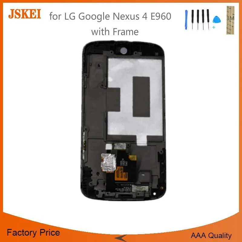 Высокое качество для LG Google Nexus 4 E960 ЖК-экран с сенсорным дигитайзером в сборе 4,7 ''с рамкой 10 шт./партия