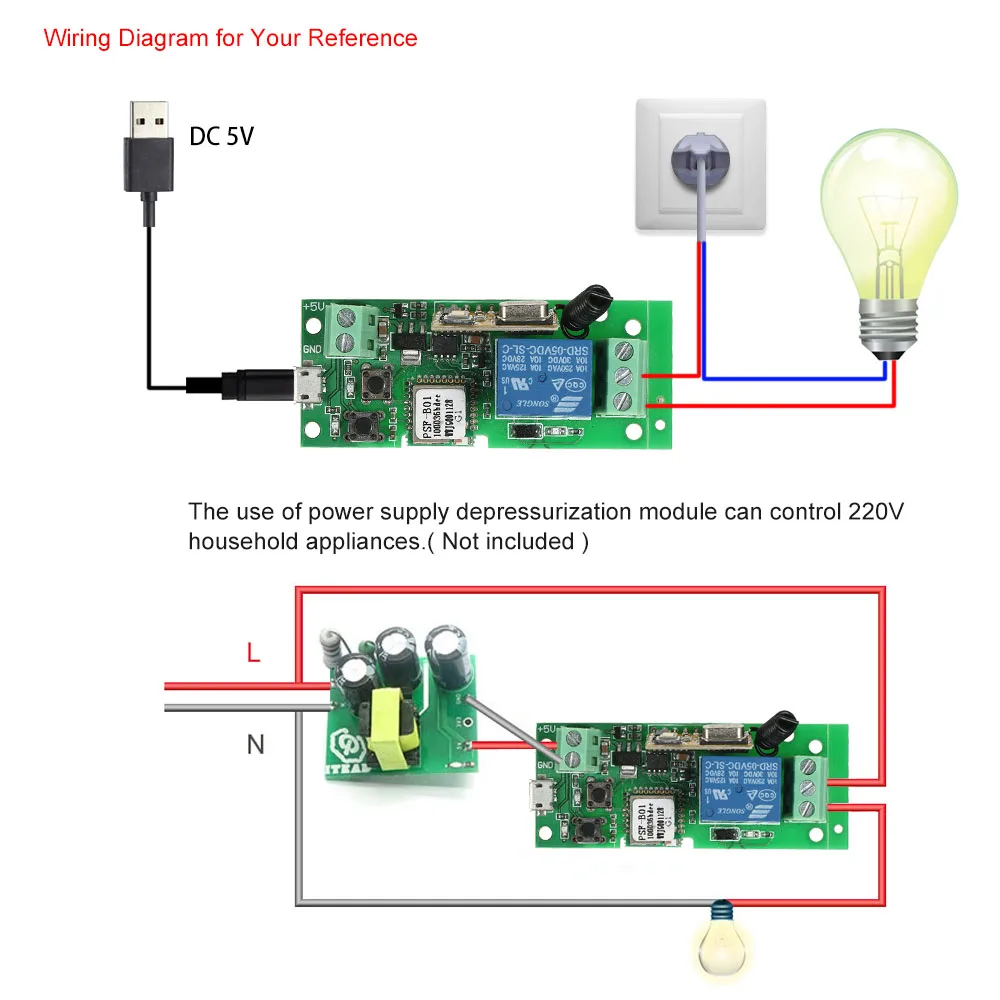 EWeLink USB 433 МГц Wifi переключатель беспроводной релейный модуль телефон приложение