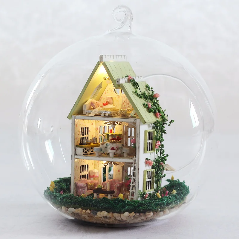 Мини-Солнечный свет Alis DIY Кукольный дом игрушки для детей деревянные кукольные домики мебель для девочек подарок стеклянная крышка собрать кукольный домик