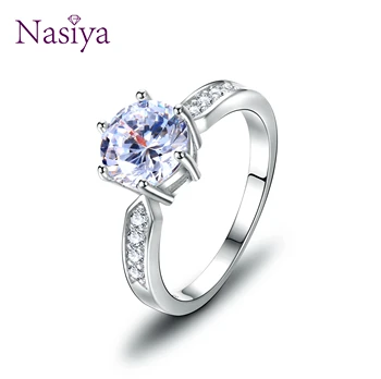 

Wholesale Crystals Wedding Rings For Women With AAA Austrian Cubic Zirconia Eternity Rings Fashion 925 Silver Jewelry 2 Colors