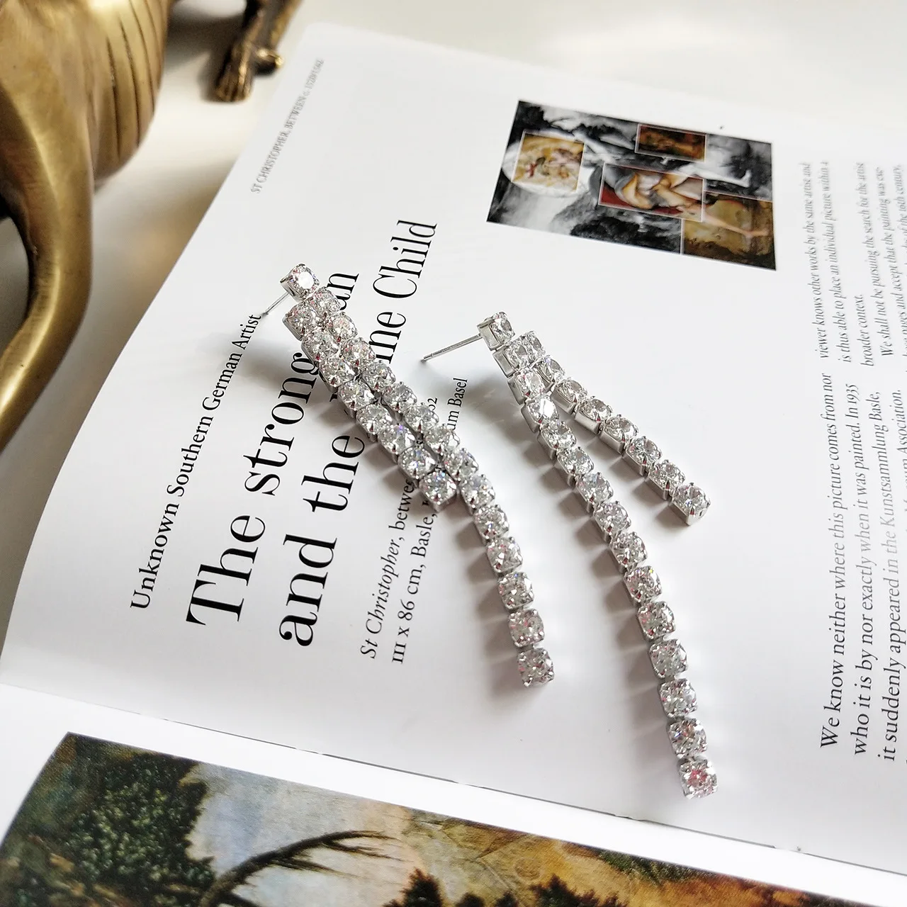 

Elegant CZ Lines 925 Sterling Silver Dangling Earrings