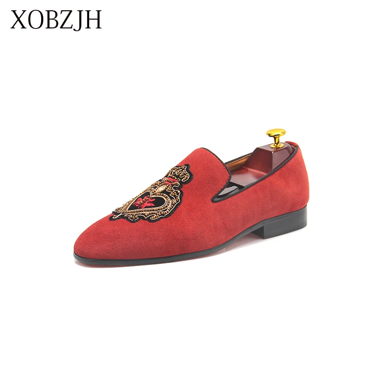 

Genuine Leather wedding Loafers Mens Italian Luxury Dress red bottom Shoes Designer Rhinestone Shoes Men High Quality Man Shoes