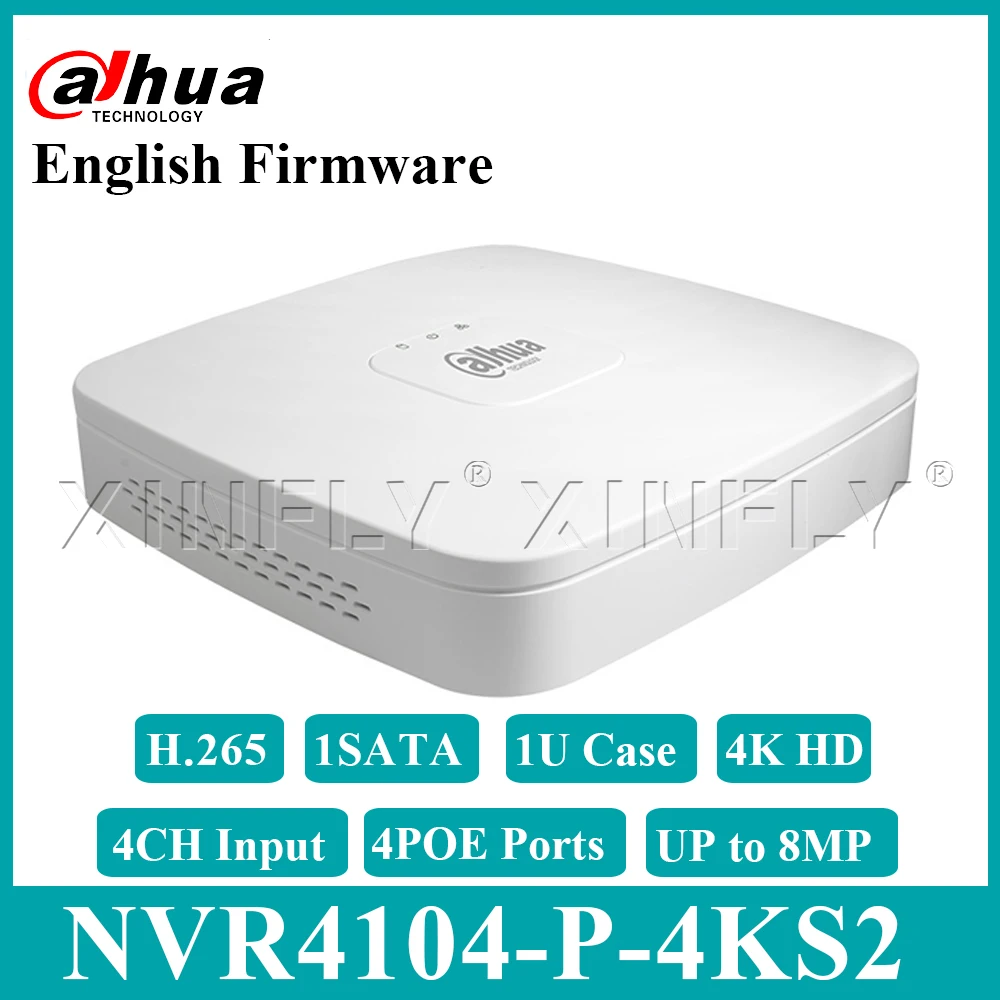 Dahua оригинальный NVR4104-P-4KS2 4CH Smart 1U 4POE 4K &amp H.265 Lite сетевой видеорегистратор Full HD 1080P с