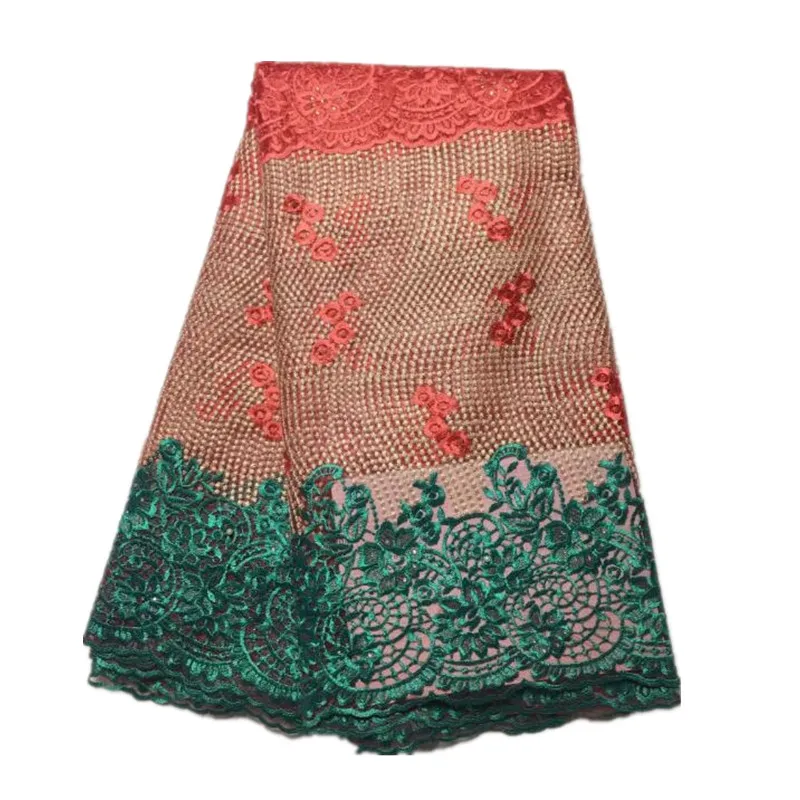 

High quality new pattern french lace fabric embroidery lace with multicolor