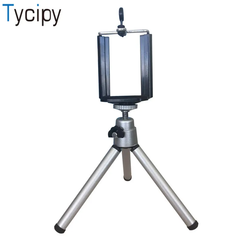 

Tycipy Universal Adjustable Aluminum Alloy Portable Mini Phone Tripod Tabletop Stand with Mount Holder Clip For Mobilephone