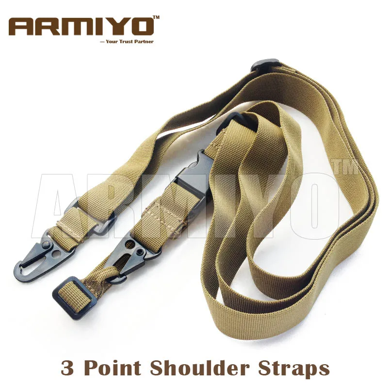 Armiyo 3 نقطة قابل للتعديل بنجي بندقية الكتف حزام تسخير حلقة التفاف هوك حبال نظام الرماية الصيد اكسسوارات