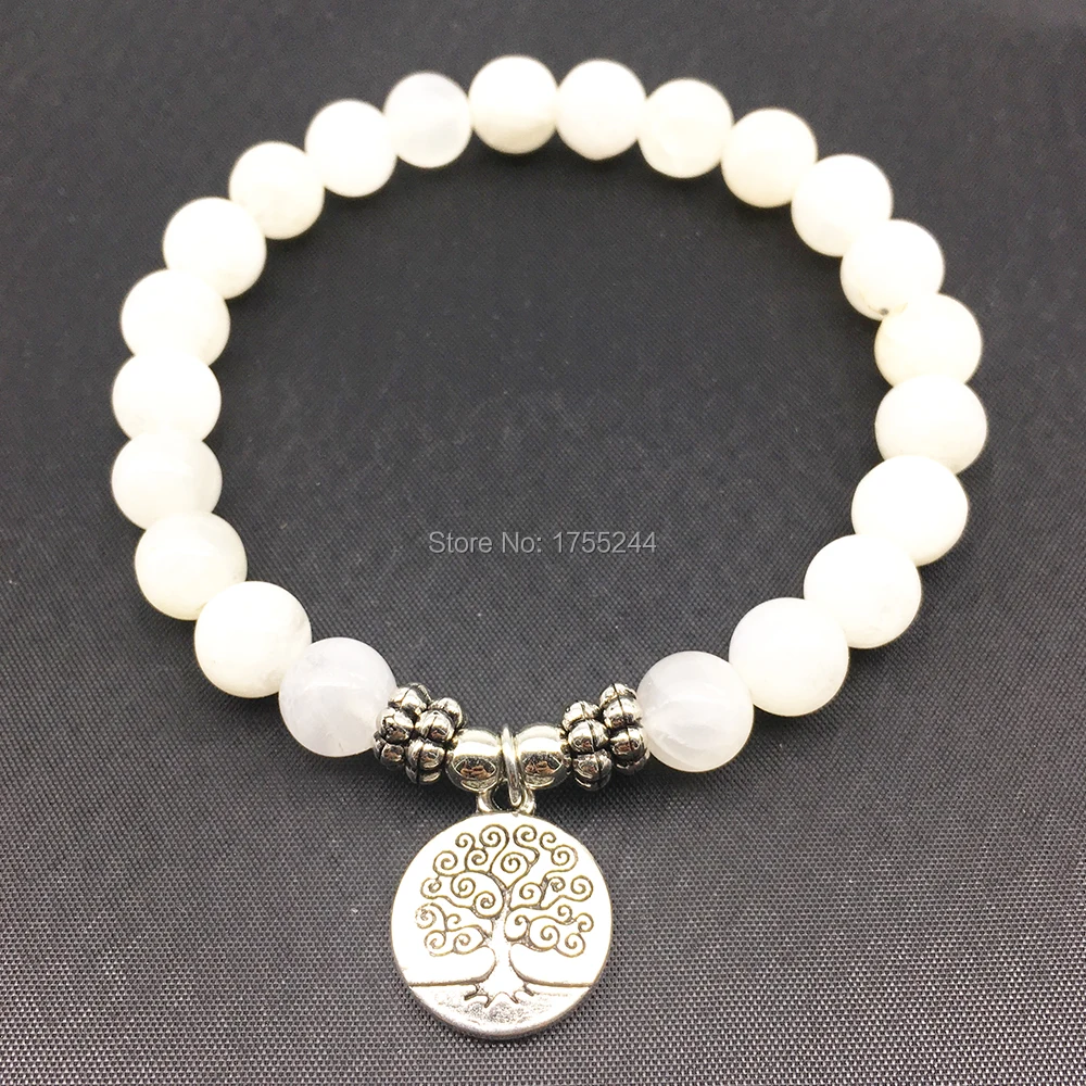 

SN1334 High Quality Women`s Bracelet Natural Moonstone Tree of Life Charm Bracelet Meditative Yogi Balance Bracelet