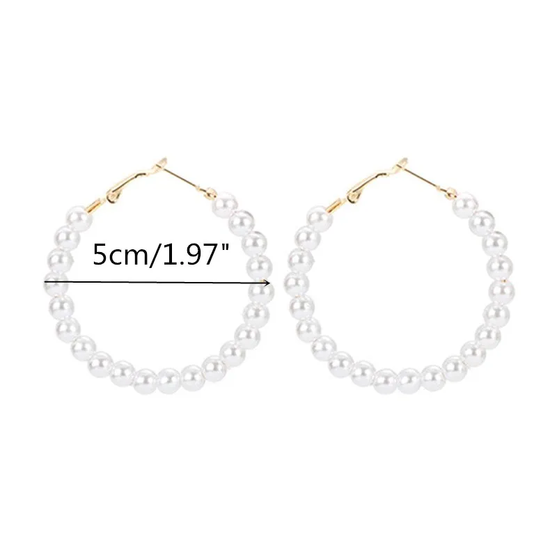 EK199 новые серьги-кольца с искусственным жемчугом для женщин увеличенные большие жемчужные круглые серьги-кольца модное Ювелирное Украшение для ночного клуба