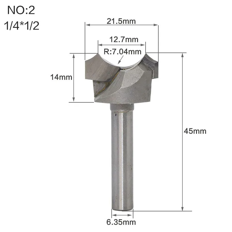 1/" 1/4" для конических фрез Дракон шаровые биты точка-точка круглой огранки более Groove Биты фрезы для резьбы по дереву резак для деревообработки - Длина режущей кромки: NO2
